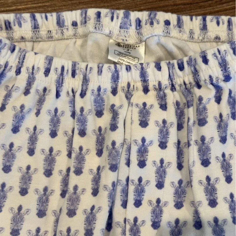 Sheridan French Kids 8Y Pajama Set - Blue and White Pattern
